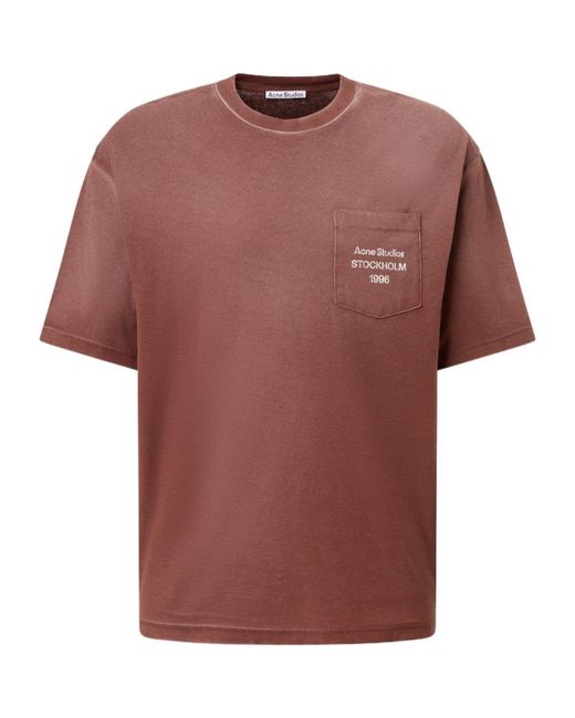 Acne Red Logo Cotton-Blend Jersey T-Shirt for men