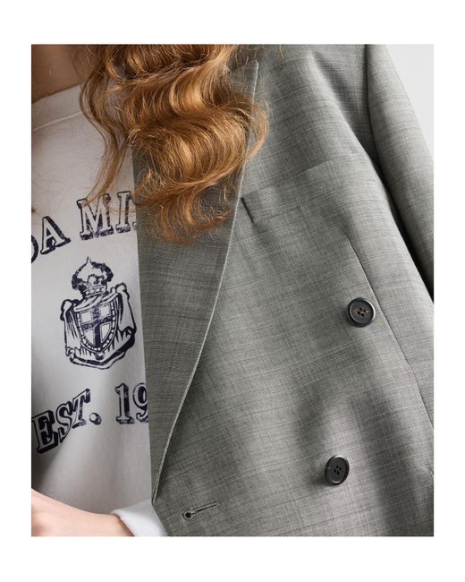 Prada Gray Double-Breasted Tailored Blazer