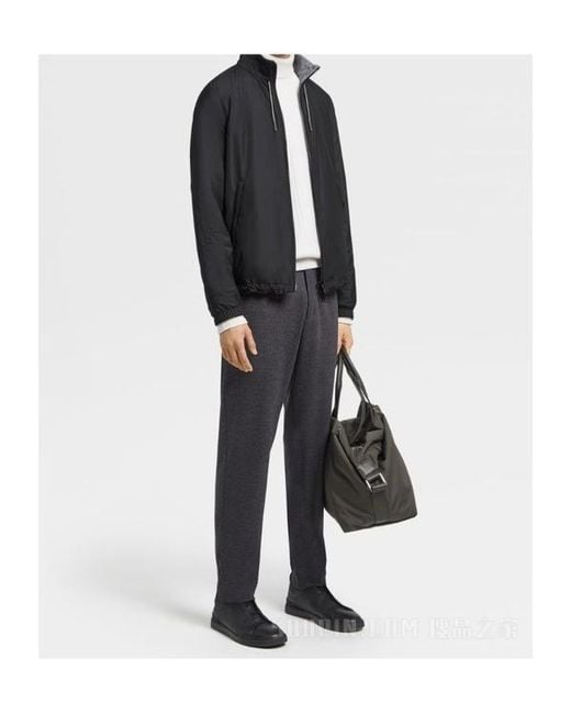 Zegna Black Zipped Drawstring Jacket for men