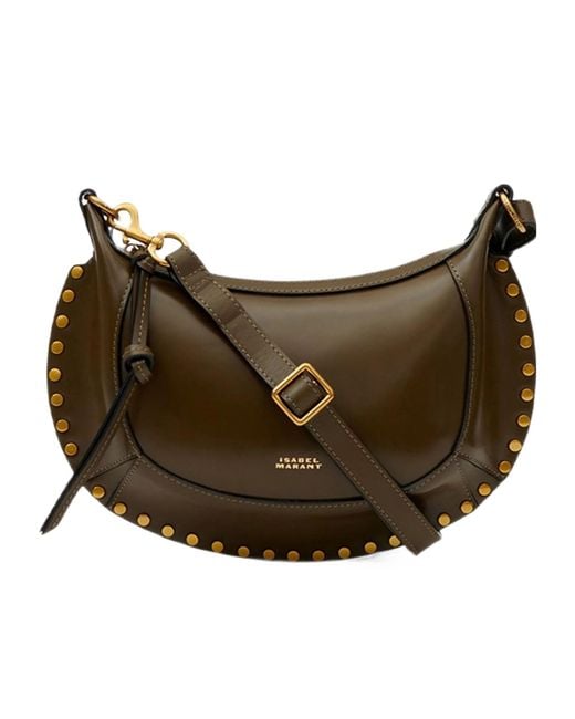 Isabel Marant Brown Oskan Moon Stud-Embellished Shoulder Bag