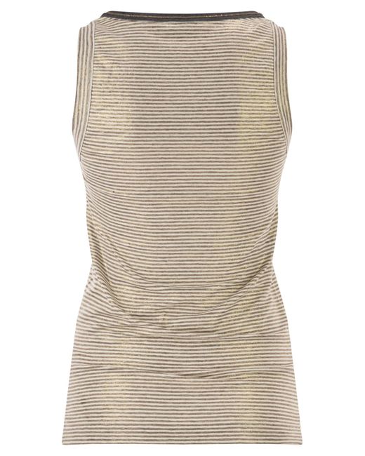Brunello Cucinelli Natural Striped Tank Top