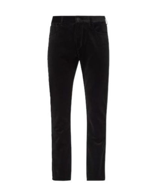 Ralph Lauren Black Mid-Rise Cotton Velvet Slim Pants for men