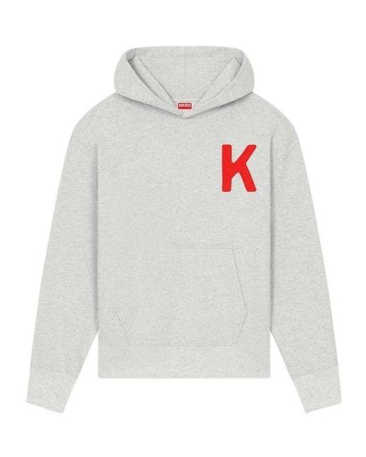 KENZO White Lucky Tiger Genderless Embroidered Oversized Hoodie for men