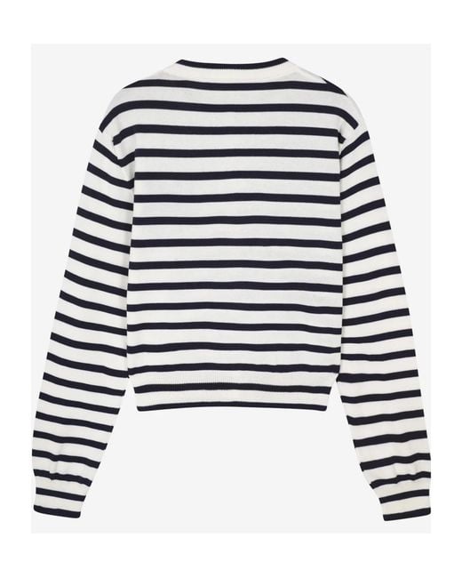 Maison Kitsuné White Round-Collar And Long-Sleeved Knitted Cardigan