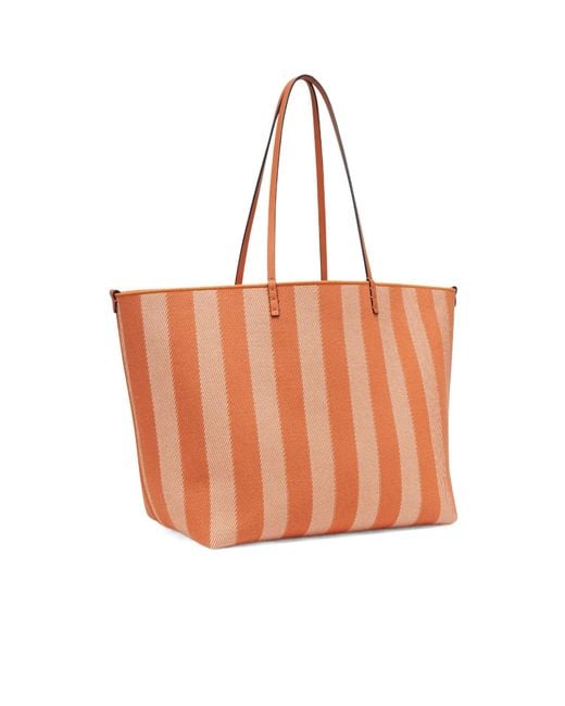 Fendi Orange Roll Striped Large Reversible Tote Bag