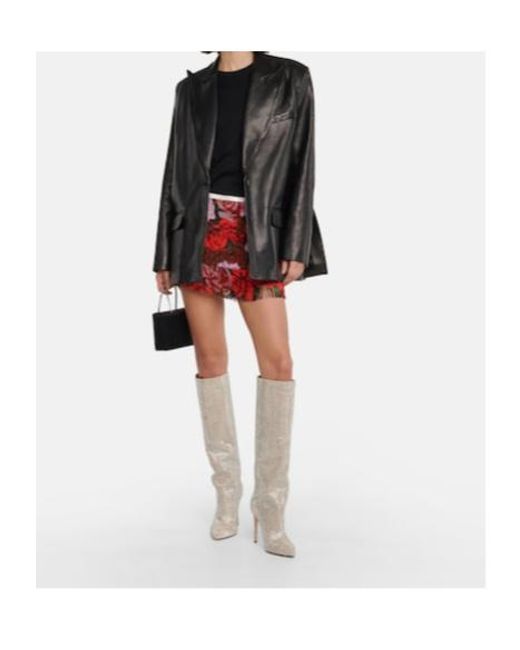 Paris Texas Gray Embellished Suede Knee-High Boots