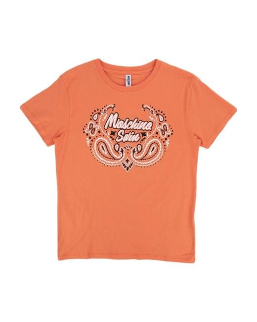Moschino Orange Logo Short-Sleeved T-Shirt