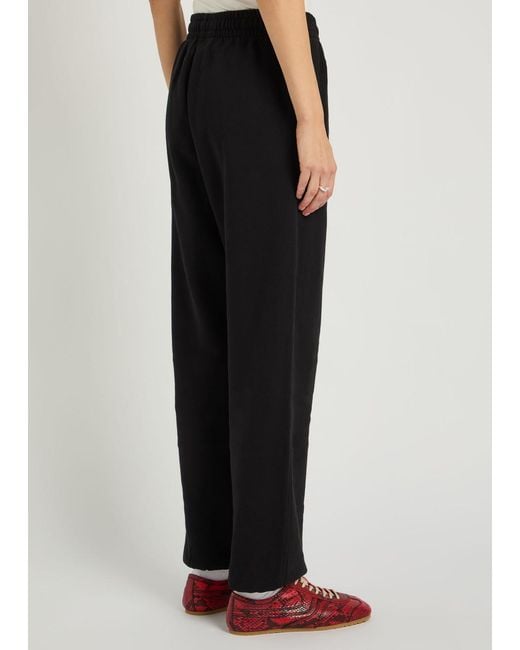 Anine Bing Black Karter Logo-Embroidered Cotton Sweatpants