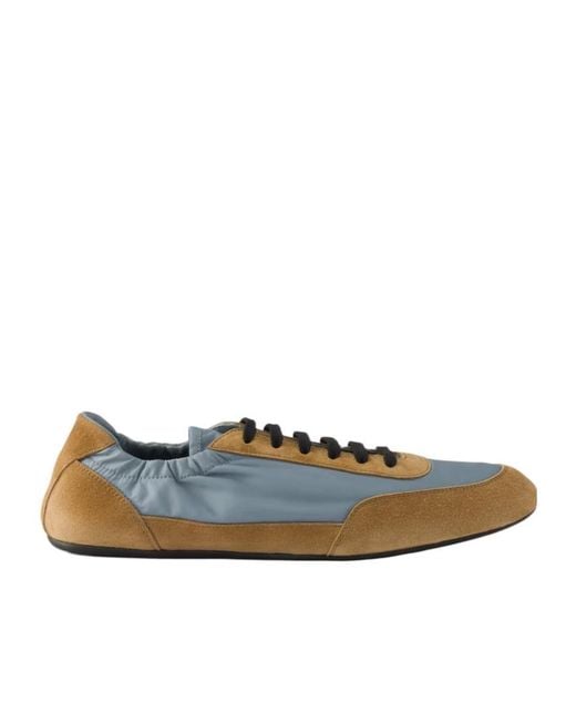 Prada Blue Suede And Re-Nylon Collapse Sneakers