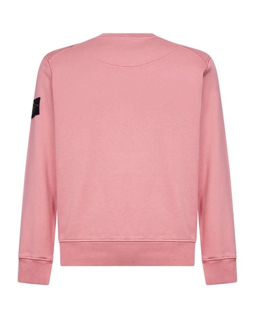 Stone Island Pink Logo Patch Crewneck Sweatshirt for men