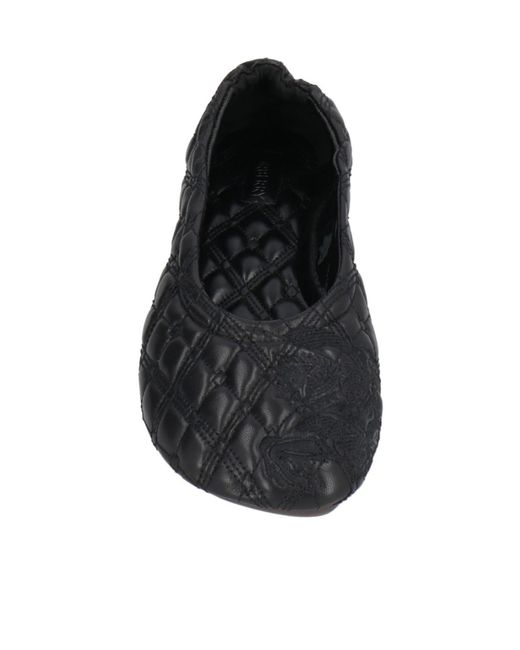 Burberry Black Leather Embroidered Ballet Flats