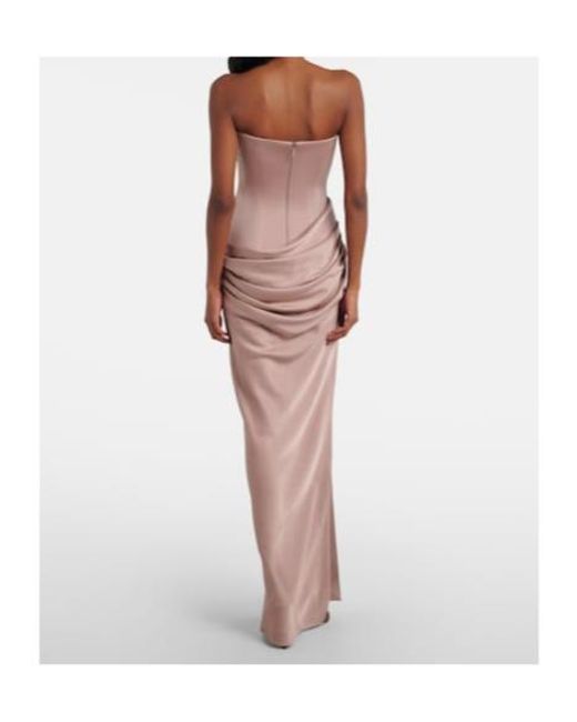 Alex Perry Pink Draped Satin Corset Gown