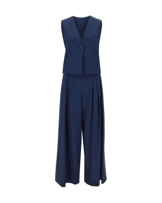 Kaos Blue Sleeveless Vest Palazzo Suits