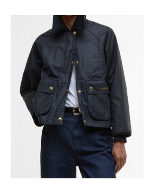 Barbour Blue Cropped Beadnell Waxed Jacket