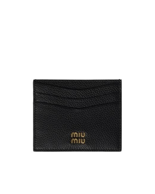 Miu Miu Black Leather Card Holder