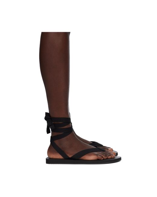 The Row Brown Ribbon-Tie Flat Sandals