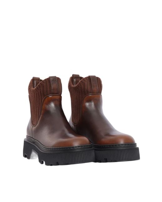 Santoni Brown Ribbed Mountain Boots