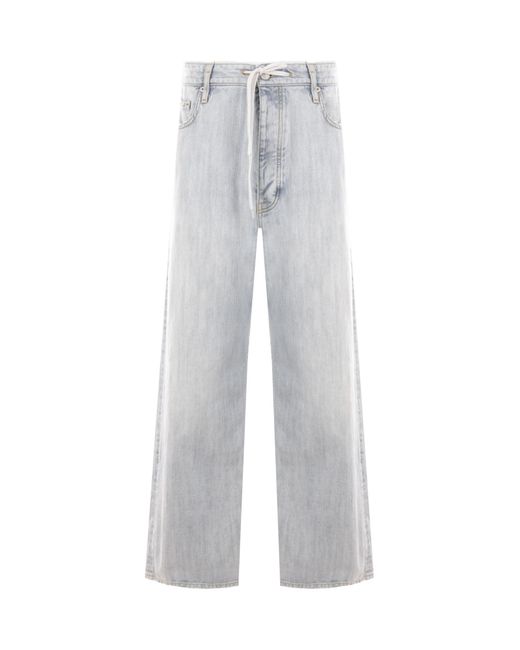 Balenciaga White Drawstring Baggy Jeans