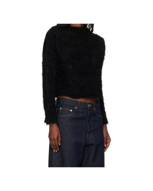 Issey Miyake Black Long-Sleeved Drop-Shoulder Sweater