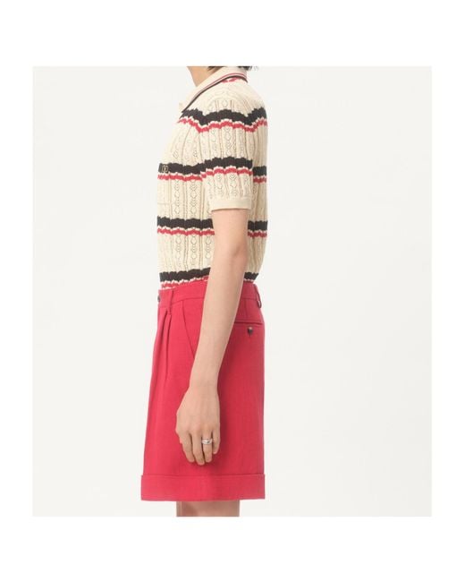 Valentino Natural Striped Knitted Polo Shirt for men