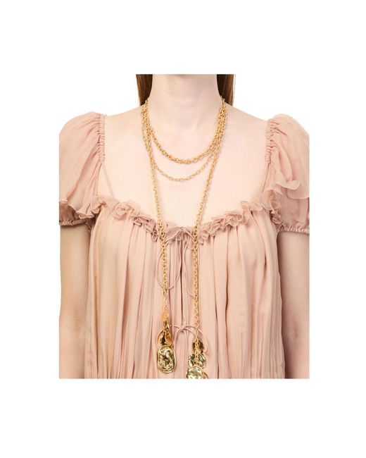 Chloé White Multi-Layered Chain Pendant Necklace