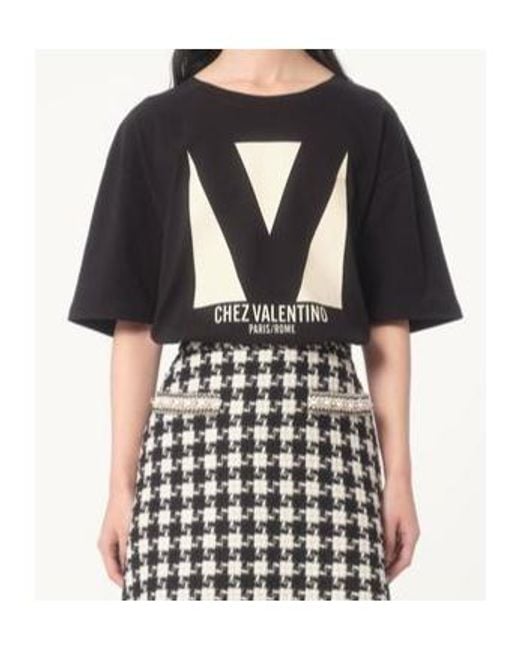 Valentino Black Chez -Printed Crewneck T-Shirt