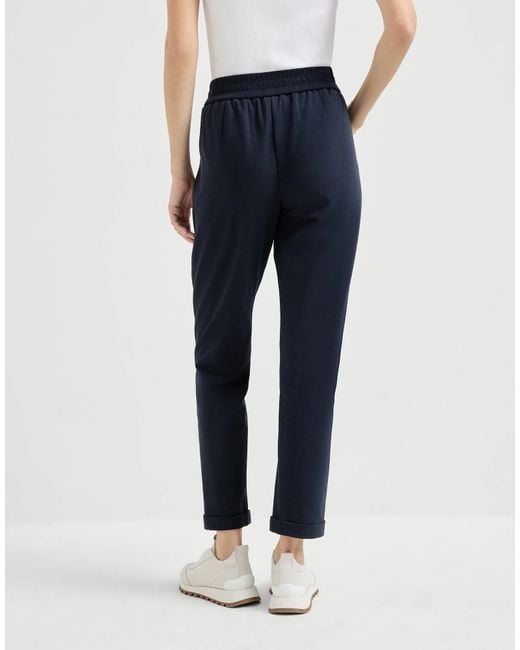 Brunello Cucinelli Blue Cotton-Blend Drawstring Sweatpants