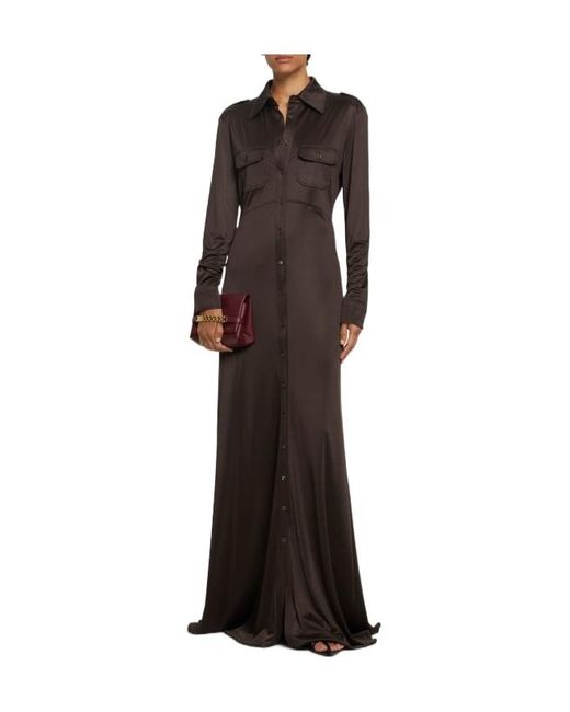 Tom Ford Brown Long Dress With Long Sleeves