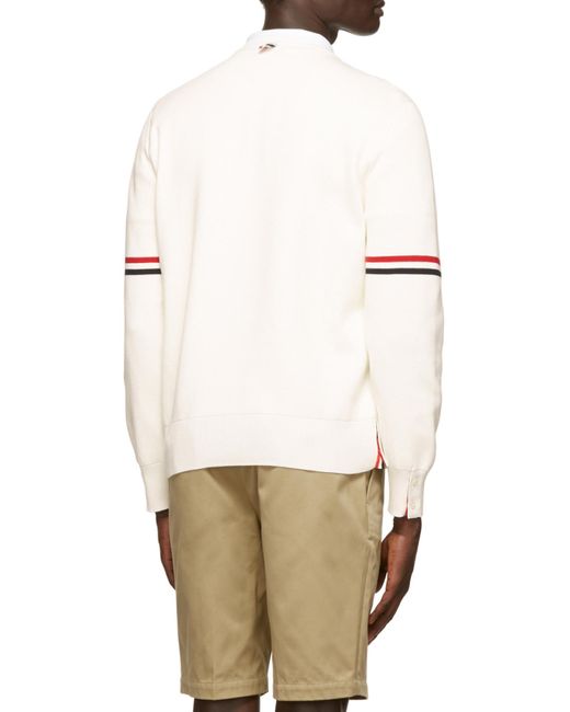 Thom Browne White Rwb Striped Knit Jumper for men