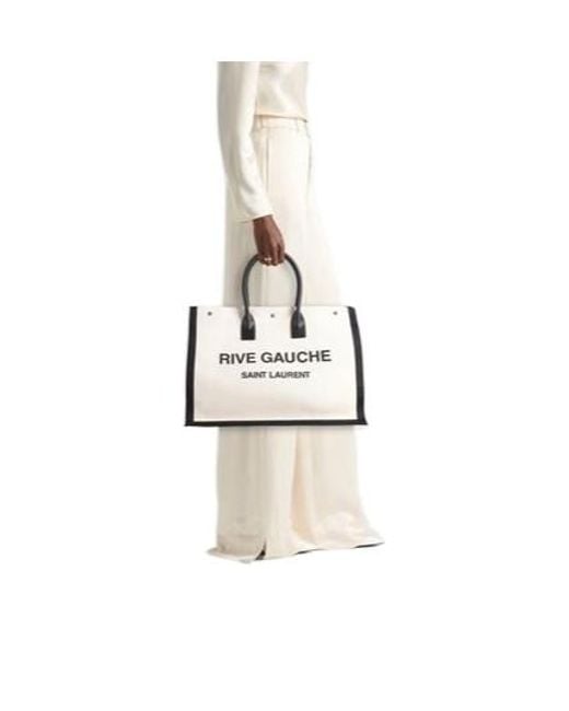 Saint Laurent White Large Canvas Tote Bag