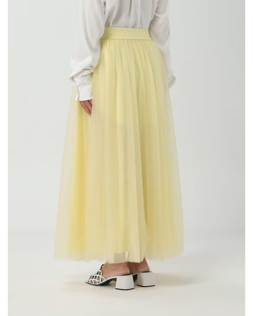 Fabiana Filippi Yellow Gauze Umbrella-Shaped Mid-Length Skirt