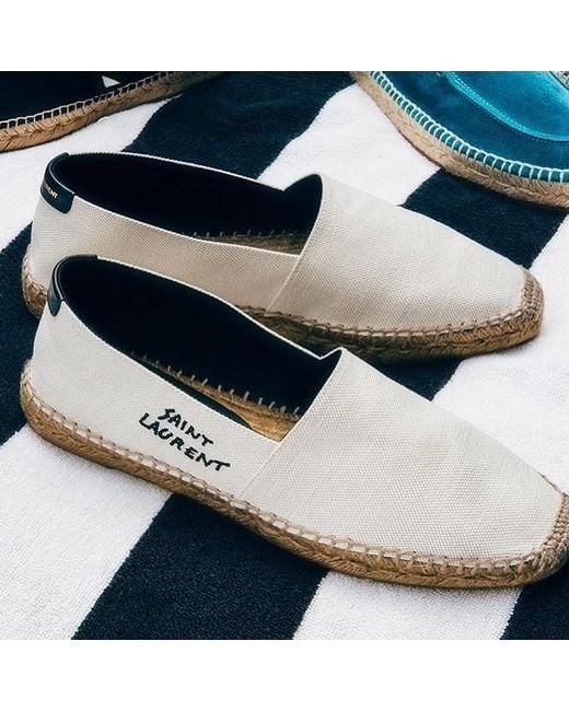 Saint Laurent Natural Logo Embroidered Slip-On Espadrilles for men
