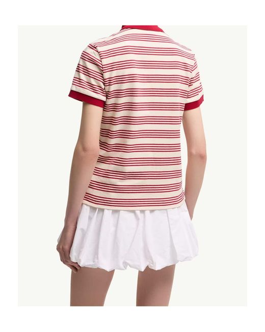 Moncler Red Striped Cotton Polo Shirt