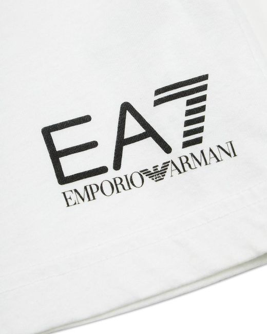 EA7 White Logo Round Neck T-Shirt for men
