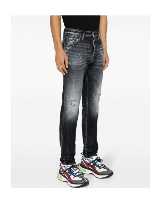 DSquared² Blue Cool Guy Distressed Slim-Leg Jeans for men