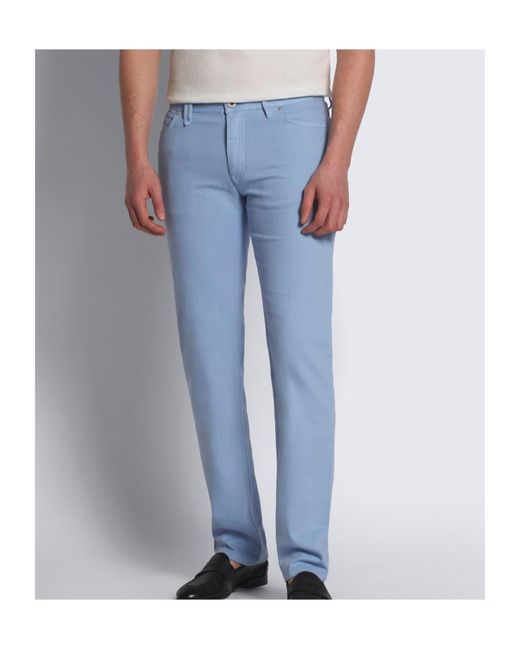 Brioni Blue Five-Pocket Logo-Patch Jeans for men