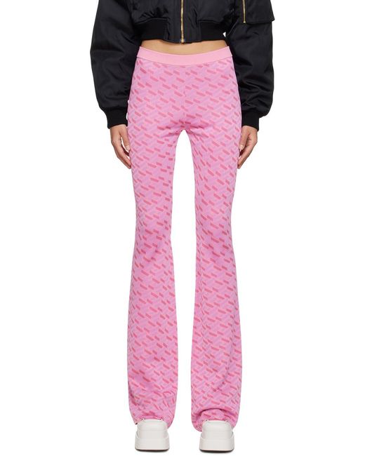 Versace Pink La Greca Pattern High-Waist Flared Pants