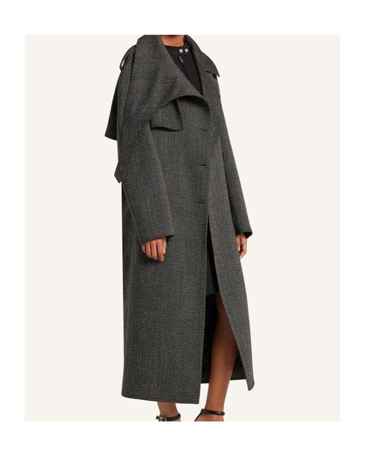 Courreges Black Asymmetric-Collar Long Coat for men
