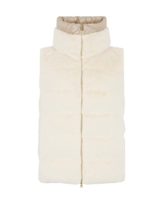 Herno White High-Neck Quilted Vest