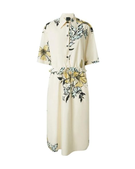 Pinko White Floral-Print Shirt Dress