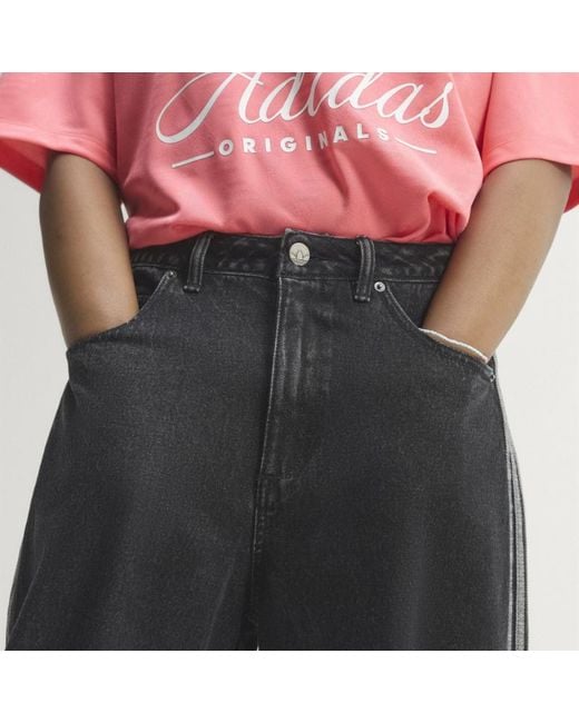 Adidas Originals Black High Rise Barrel Jeans