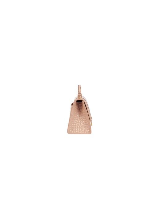 Balenciaga Pink Borsa Hourglass Small Con Lavorazione Coccodrillo Da Donna