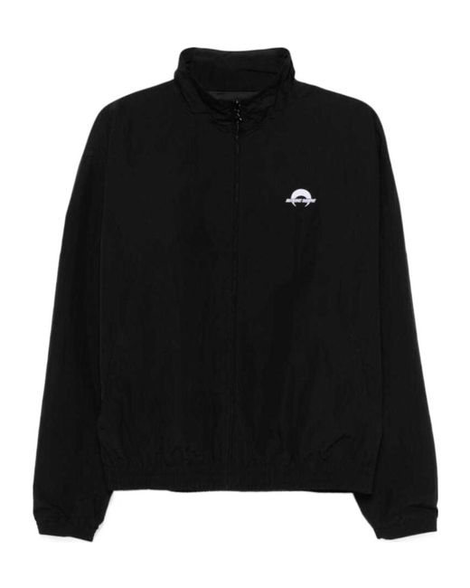 MARINE SERRE Black Logo Embroidered Sport Track Jacket for men