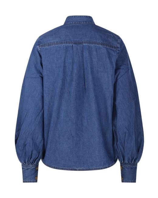 Zimmermann Blue Embroidered Denim Shirt
