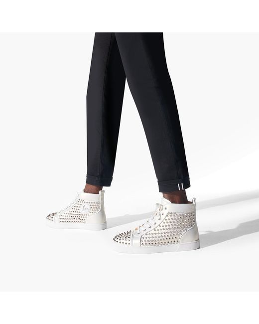 Christian Louboutin Natural Rivet Logo High-Top Casual Sneakers for men