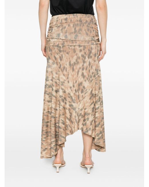 Ganni Natural Butter Printed Leopard Skirt