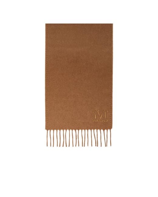 Max Mara Brown Monogram-Embroidered Camel Stole