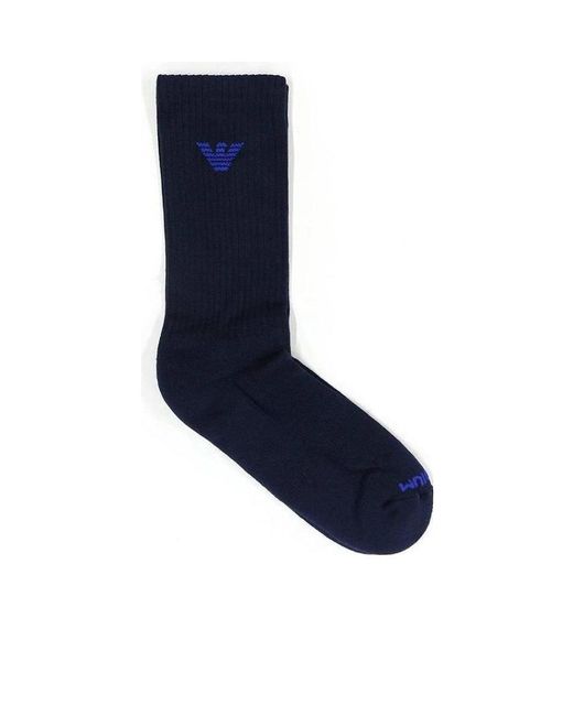 Emporio Armani Blue Logo Knitted Socks for men