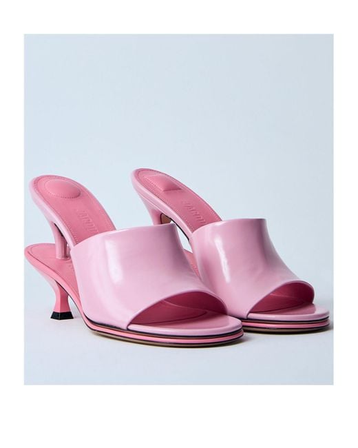 サンダル・ミュール JACQUEMUS Les Doubles Mules - Jacquemus - Leather - Pink Jacquemus Les Doubles Mules in Pink | Lyst