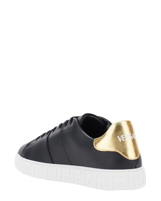 Versace Blue Low Top Sneakers With Contrasting Heel With Logo Lettering And Medusa Plaque for men